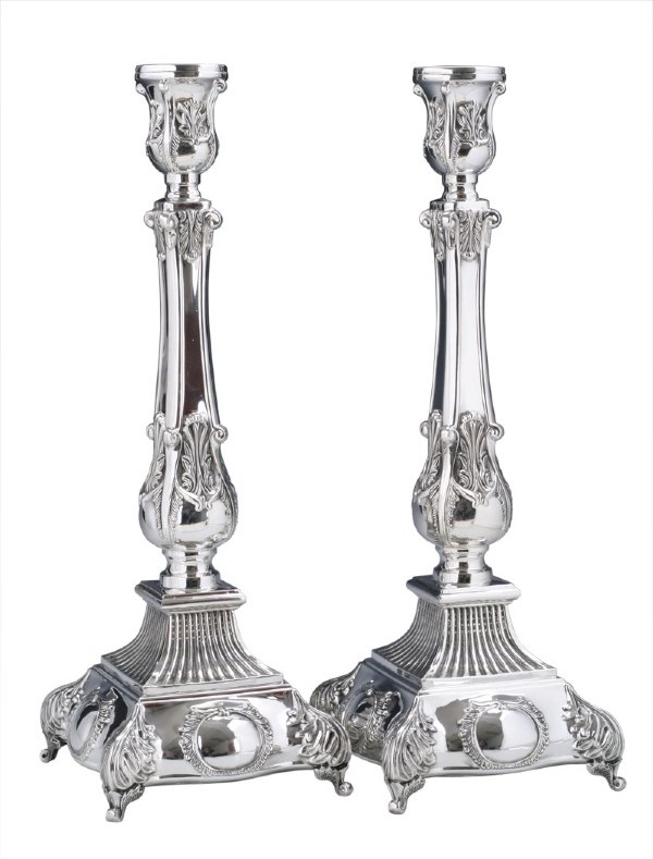 Square Baron Sterling Silver Candlesticks - 13"