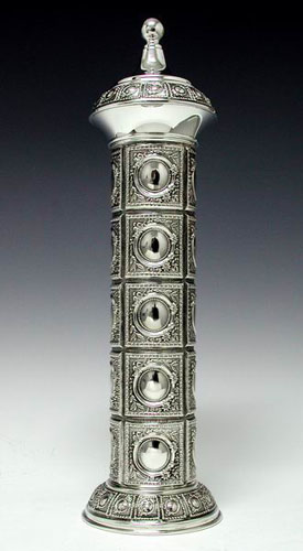 Sterling Silver Megillah Case Round Chocolate