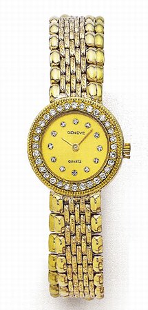 14K Yellow Gold Ladies Diamond Watch - Geneve Euro
