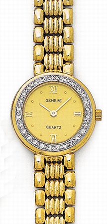 14K Yellow Gold Ladies Diamond Watch - Geneve Euro