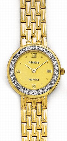 14K Yellow Gold Ladies Diamond Watch - Geneve Euro