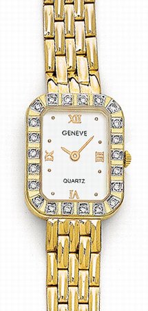 14K Yellow Gold Ladies Diamond Watch - Geneve Euro