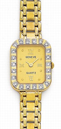 14K Yellow Gold Ladies Diamond Watch - Geneve Euro