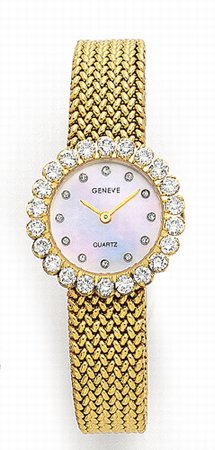 14K Yellow Gold Ladies Diamond Watch - Geneve Euro