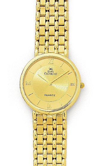 Euro Geneve Men's Watch - Solid 14K gold round tone-on-tone coin watch