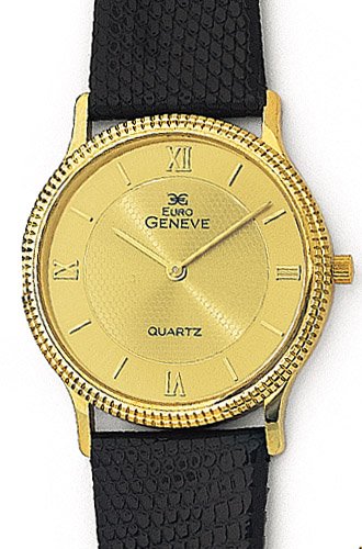 Euro Geneve 14K Gold Watch with Leather Strap