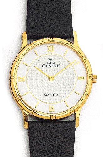 Euro Geneve 14K Gold Watch with Leather Strap