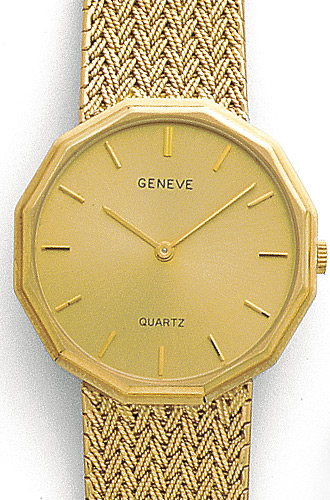 14K Yellow Gold Mens Watch - Geneve Euro