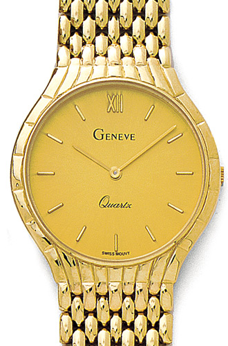 14K Yellow Gold Mens Watch - Geneve Euro