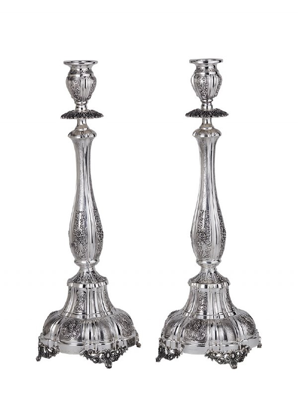 Vitrage Hammered Sterling Silver Candlesticks - 16.5"