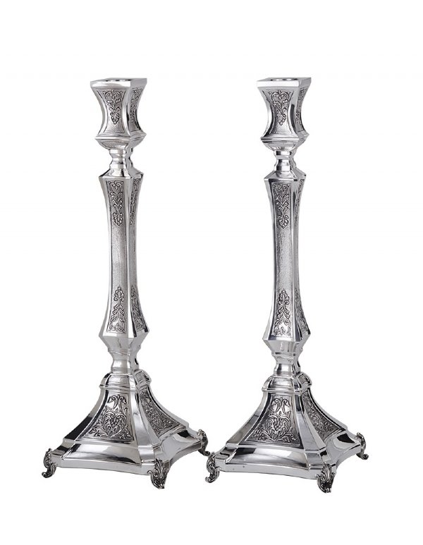 Michaela Hammered Sterling Silver Candlesticks - 17"