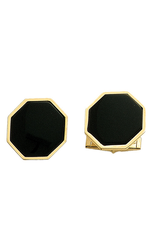 Onyx Cufflinks - Hexagon Black Onyx and 14K Gold