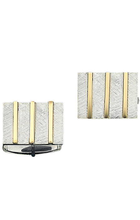 Sterling Silver cuff links with Three 14K Gold Bars