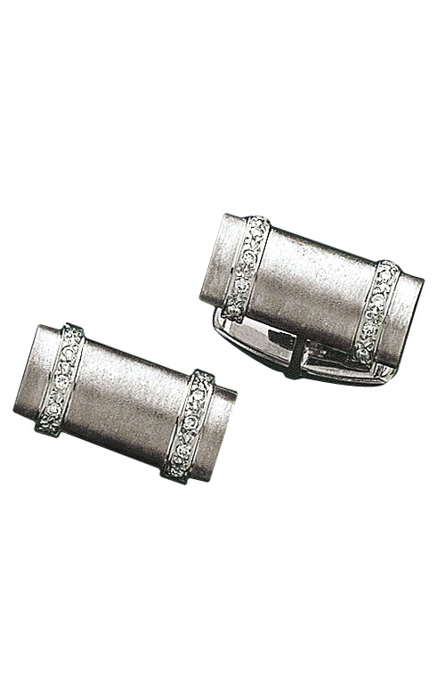 Log Shaped White Gold Cufflinks With .20 ct. Diamonds