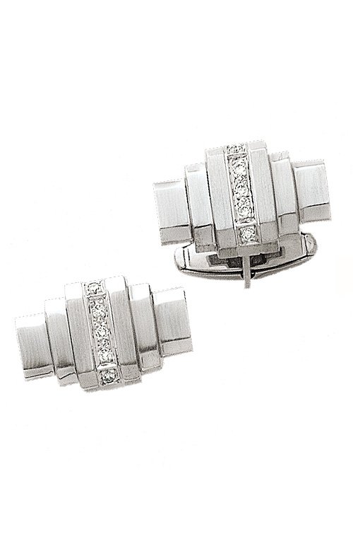 14K White Gold & Diamond Cuff Links