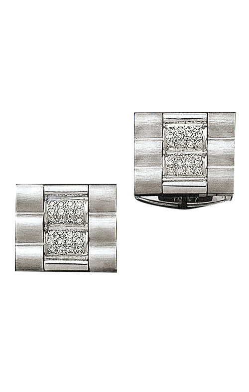 Masculine White Gold Cufflinks with .40 Ct Diamonds in the Center
