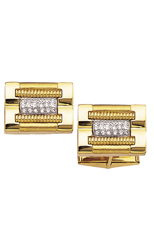 Polished Yellow Gold Cufflinks with .28 ct. Diamonds