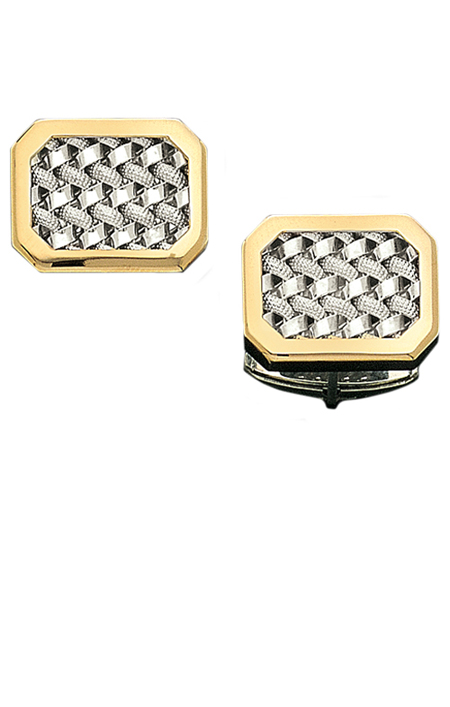 Sterling Silver Mesh Cufflinks With 14K Gold Frame