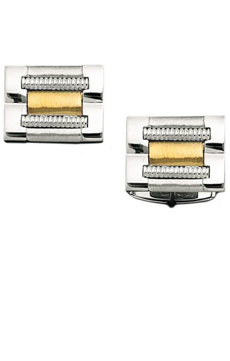 Sterling Silver and 14K Gold Rectangle Cufflinks