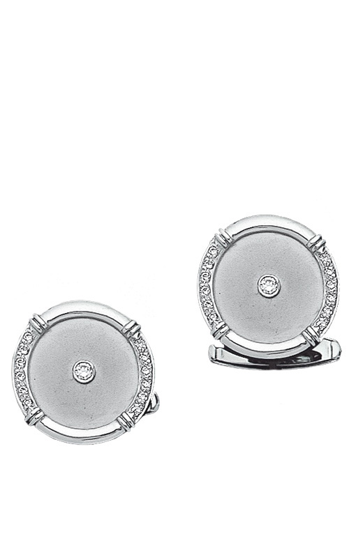 Round White Gold And Diamonds Cufflinks With Center Stone