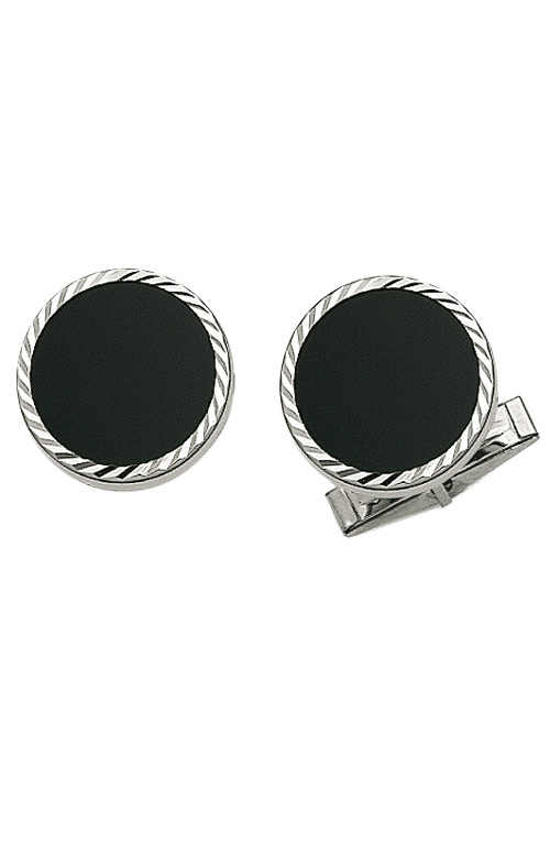 White Gold Round Swirl Design Cuff Links