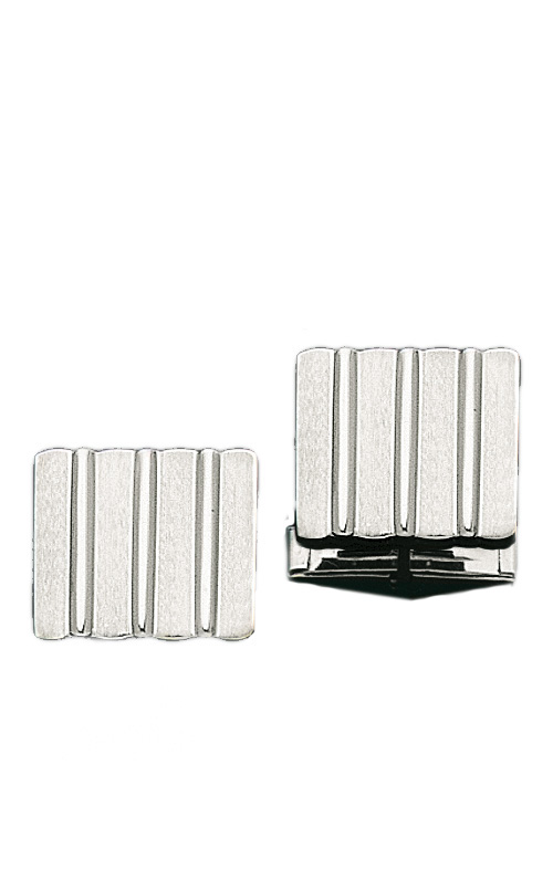 14K White Gold Satin Finish Cuff Links