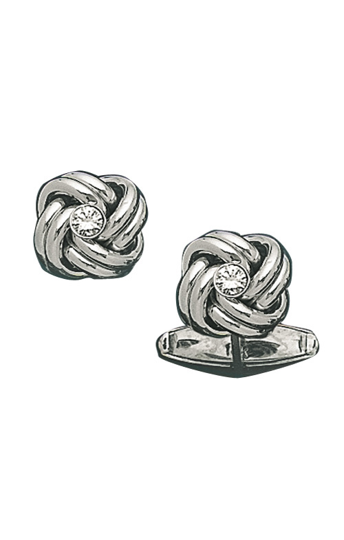 Solid Cufflinks - Solid White Gold Knot Cufflinks with Center  Diamond