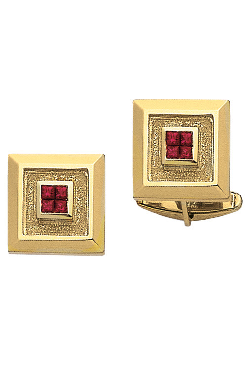 Yellow Gold Cuff Links with Rubies
