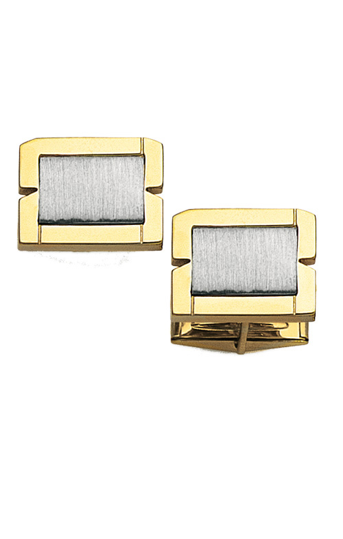 Two Tone Cufflinks- 14K Yellow Gold Frame with White Gold Center