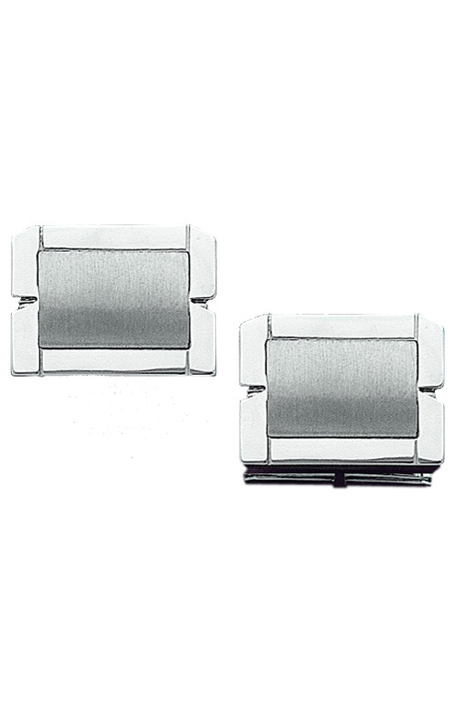White Gold Cufflinks - Polished Frame with Brushed Center