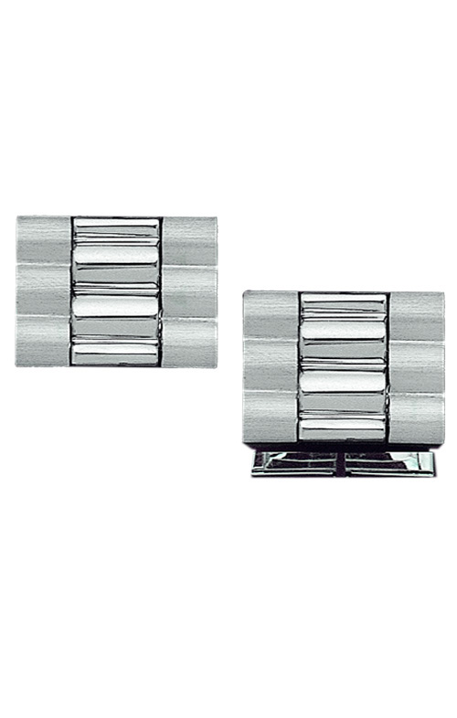 White Gold Cufflinks - Brushed Finish with Polished Center