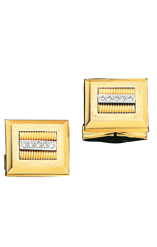 Contemporary Yellow Gold Cufflinks with .15 ct. Diamonds