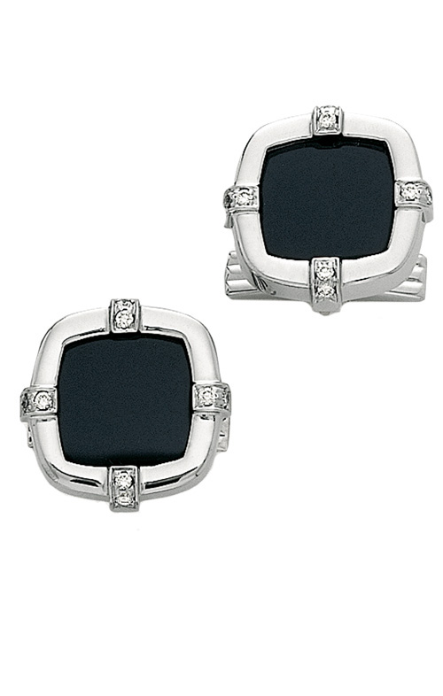 Square White Gold Cufflinks with Onyx