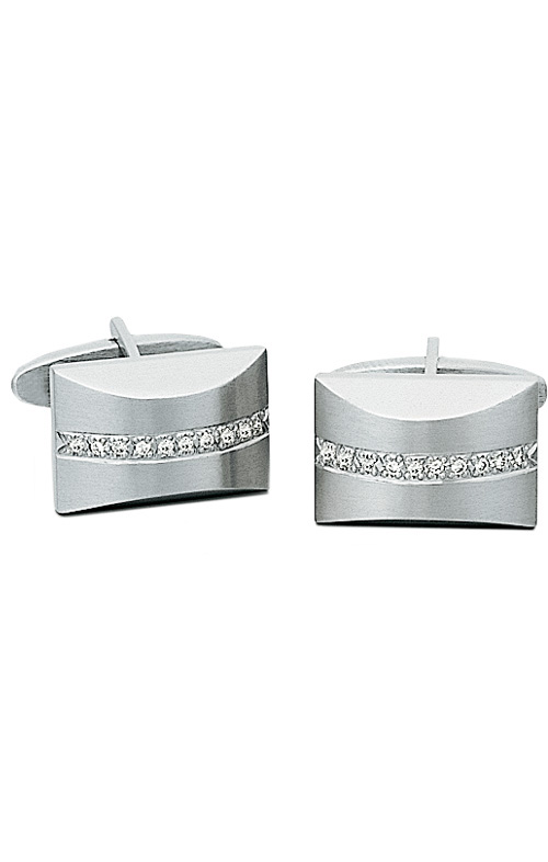 14K White Gold Pillow Cufflinks with .20 ct. Diamonds