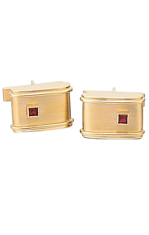 Ruby Cufflinks- Satin Finish with Genuine Ruby