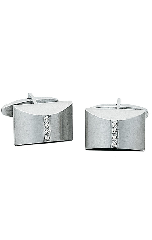 White Gold Cufflinks With Row of .08 ct. Diamonds