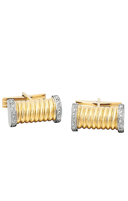 14K Gold Cufflinks with Engraved Border