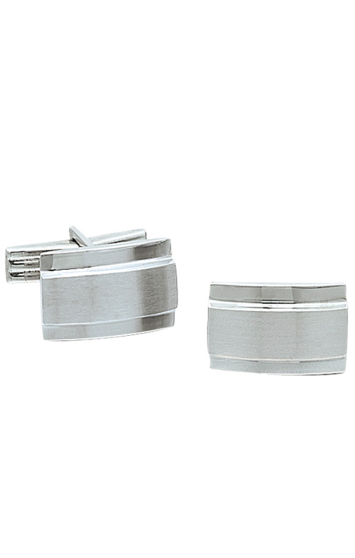 White Gold Cufflinks - 14K White Gold with Brushed Center