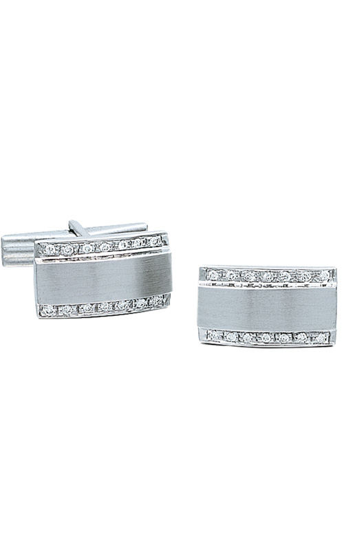 Classic White Gold Cufflinks With Brushed Center
