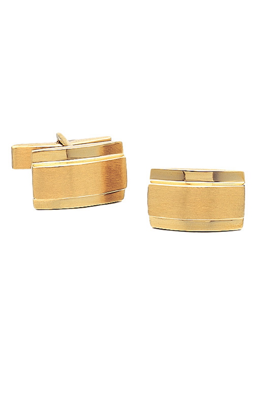 14K Gold Cufflinks - Brushed Finish Center