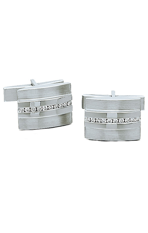 14K Cufflinks - Satin Finish with Channel Set Diamonds