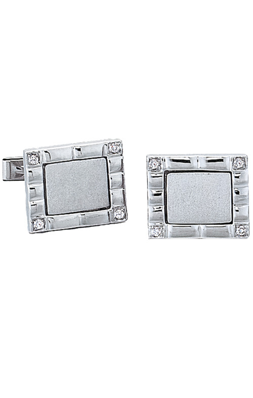 White Gold Cufflinks with Four Corner Diamonds