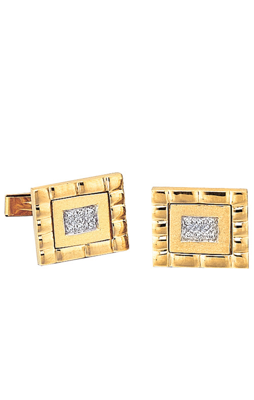 Yellow Gold Cufflinks- .12 ct. Diamonds in Center