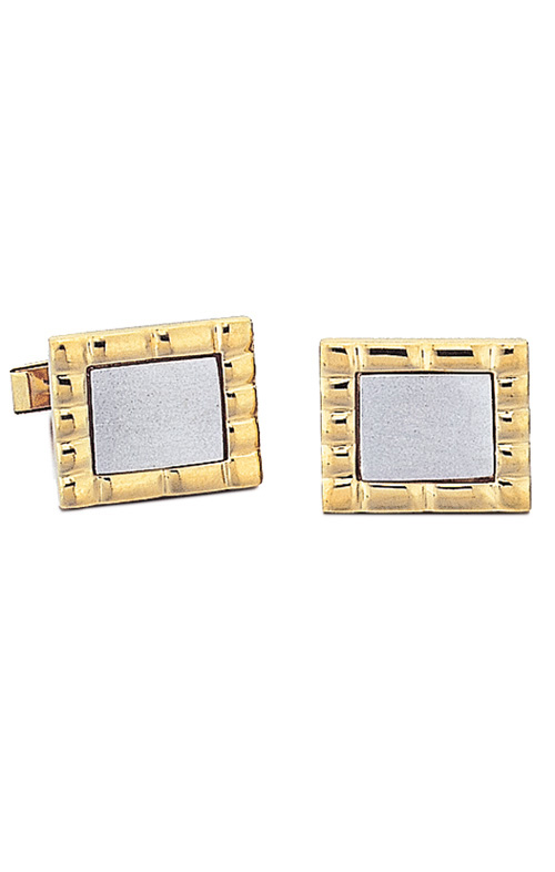Cufflinks - White Gold Brushed Center with Yellow Gold Frame