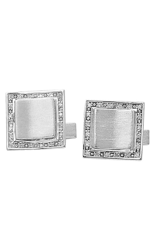 Square Brushed White Gold Cufflinks
