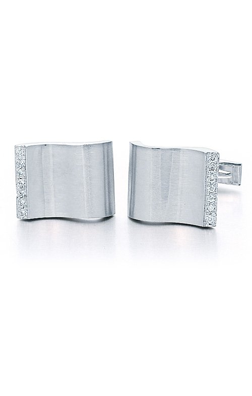 14k White Gold Brushed Finish Cufflinks - 86680