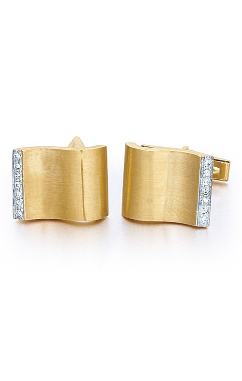 14K Gold Wave Cufflinks with Diamonds - #86683