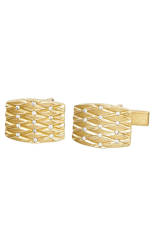 Gold Quilted Cufflinks with Diamonds - #86686