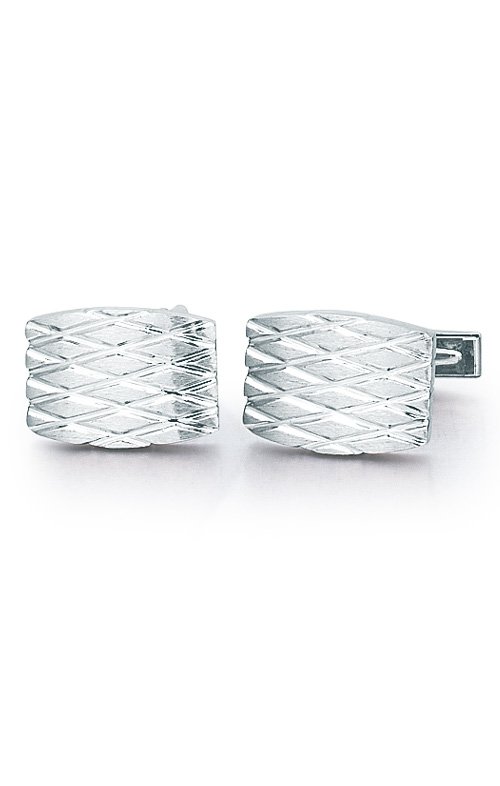 14k White Gold Quilted Cufflinks - #86695