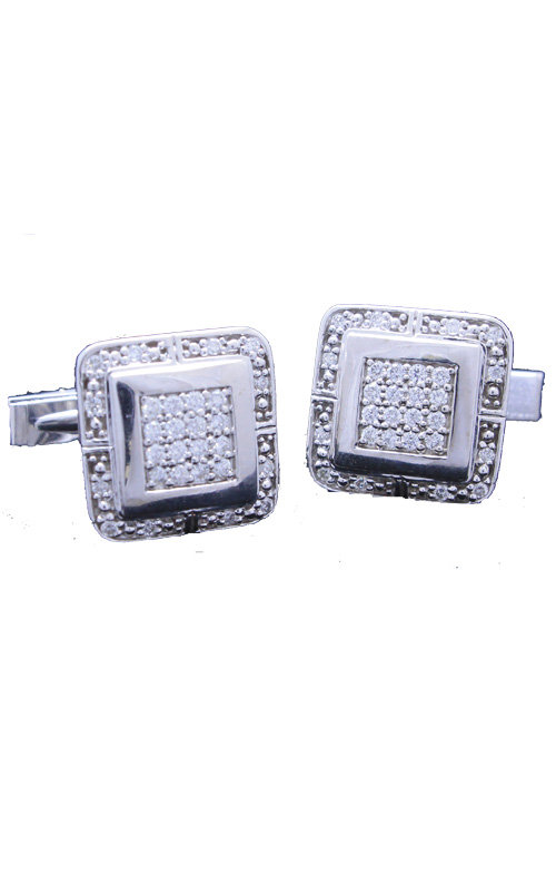 14K White Gold Square Diamond Cufflinks-86710